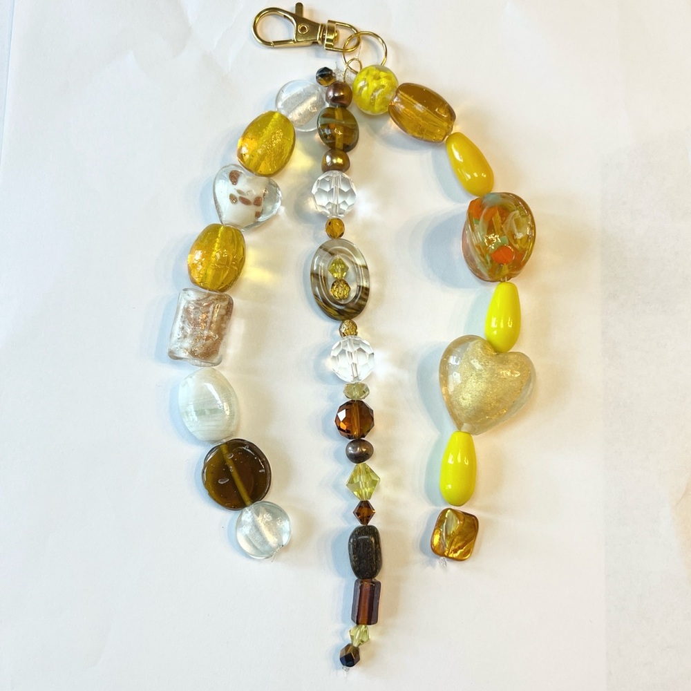 One of a kind, custom purse bag charm handmade with glass beads